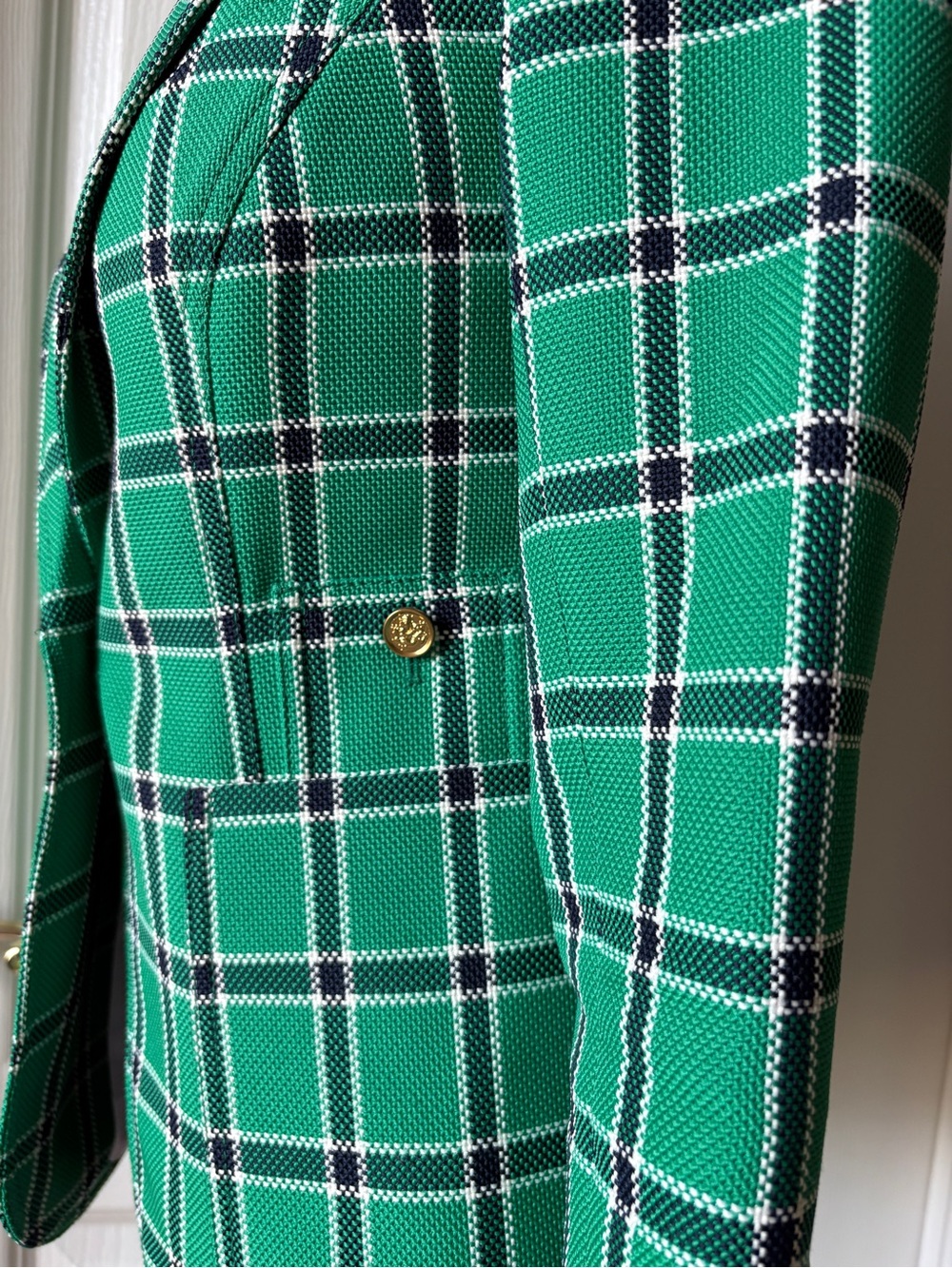 Smythe Green Plaid Tailored Women's Blazer - Picture 3 of 6